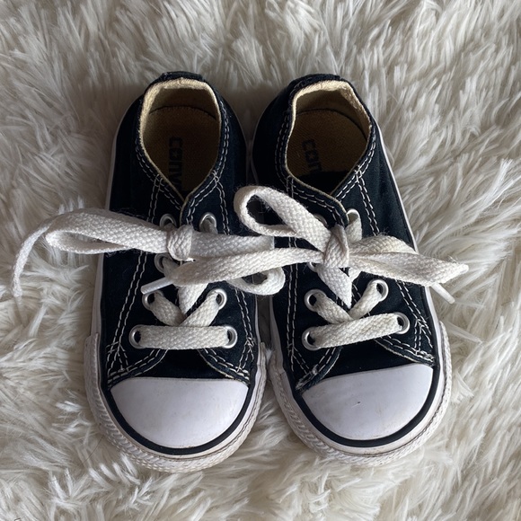 Converse All-Star Black White Baby Lace Up Sneakers Size 5 Excellent Condition - Picture 3 of 11